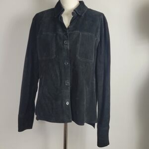 Cold Water Creek black leather shacket size large